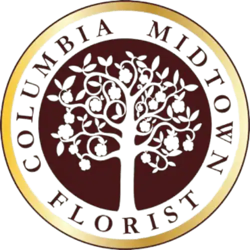 A circular logo of COLUMBIA MIDTOWN FLORIST premier flower shop Manhattan NYC